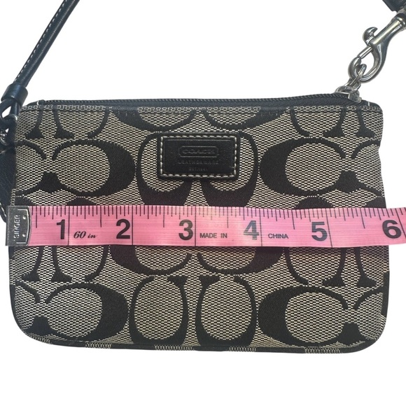 Coach Signature Black and Cream Wristlet - Picture 4 of 5